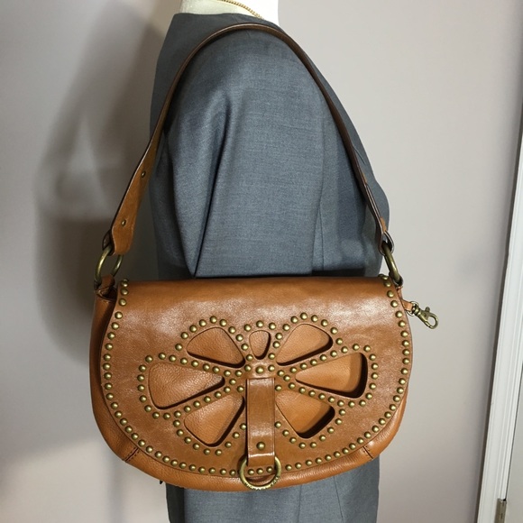 Michael Kors Brown Rose Saddle Luggage Leather Bag - Picture 2 of 7